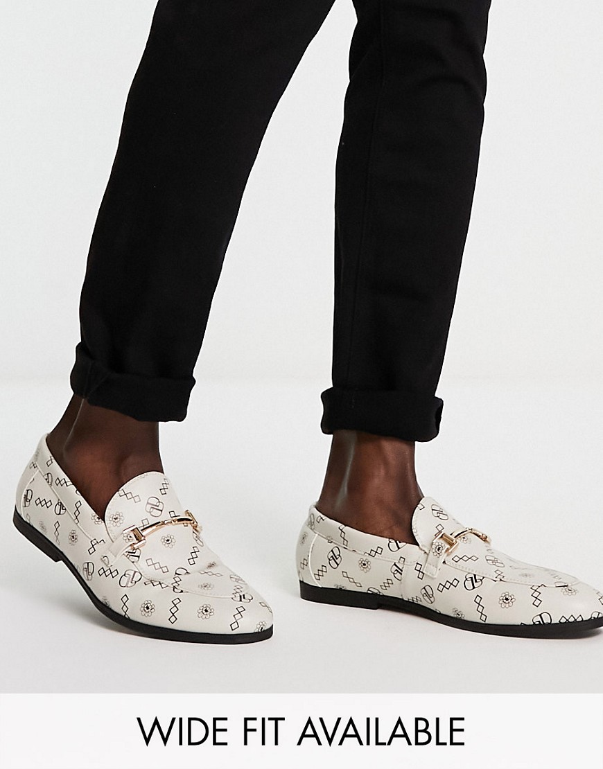 ASOS DESIGN loafers with monogram print-Neutral