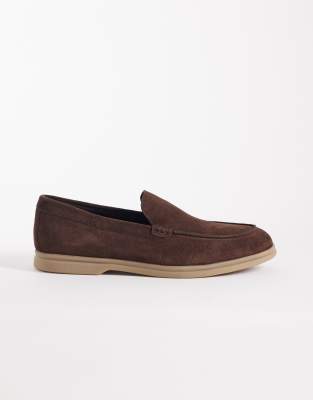 Asos Design Loafers With Rubber Sole In Brown