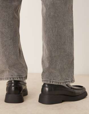 Asos Design Loafers With Square Toe In Black
