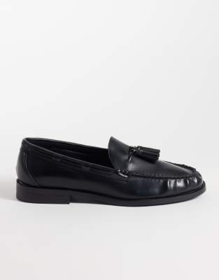Asos Design Loafers With Tassel And Lace Detailing In Black