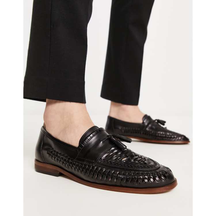 Leather sale weave loafers