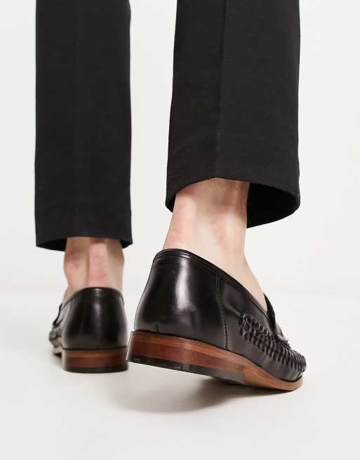 Woven leather hot sale loafers womens