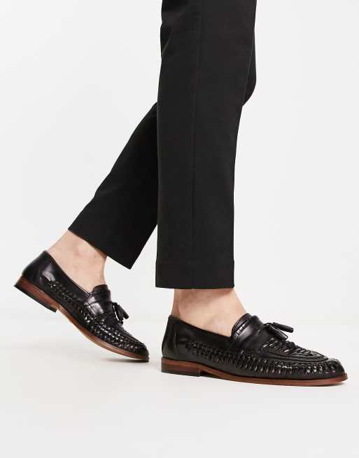 Asos black cheap leather loafers