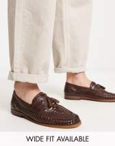 ASOS DESIGN loafers in brown faux suede with natural sole