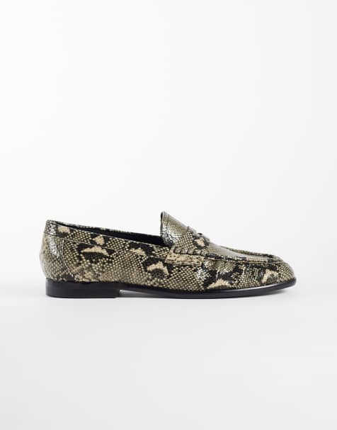 ASOS DESIGN – Loafersy penny z marszczeniem z imitacji skóry węża - view 1