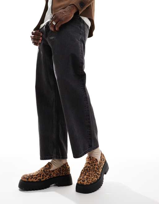 ASOS DESIGN – Loafersy we wzór w panterkę na grubej podeszwie, 3 z 4