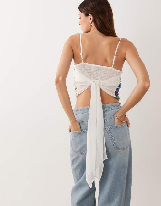 ASOS DESIGN lobster embellished tie back cami, 2 of 4
