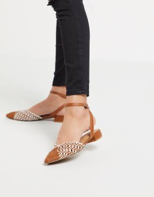 woven tan flats