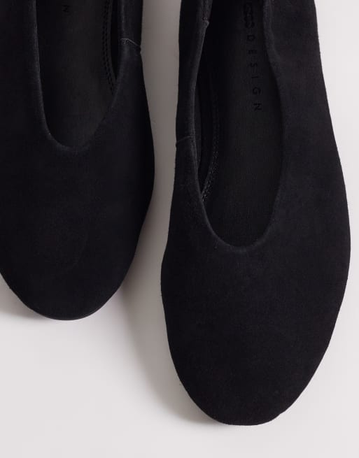 ASOS DESIGN – Lock – Czarne zamszowe balerinki premium z okrągłymi noskami, 4 z 4