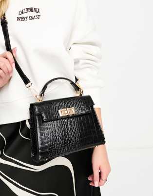 ASOS DESIGN lock detail bag with top handle and detachable