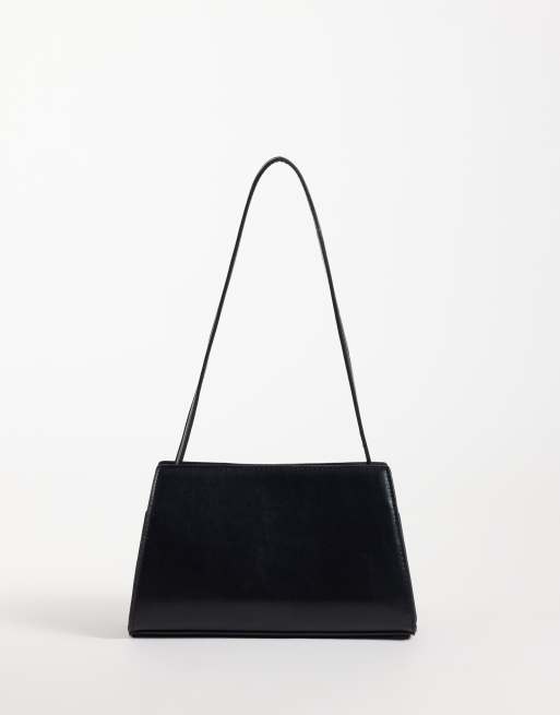 ASOS DESIGN lock detail shoulder bag in black, 4 of 4