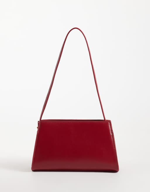 ASOS DESIGN lock detail shoulder bag in red, 4 of 4