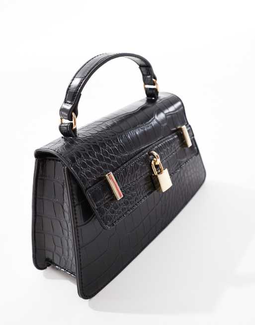 ASOS Design Lock Front Grab Top Crossbody Bag in Black