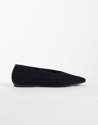 Asos Design Lock Premium Round Toe Ballet Flats In Black