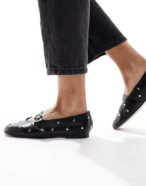 ASOS DESIGN - Locke - Ballerine Mary Jane in pelle premium nere con borchie, 4 di 4