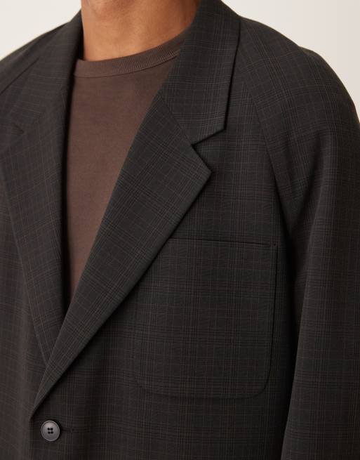 ASOS DESIGN – Locker geschnittene Anzugjacke in Schwarz mit kleinem Karomuster, 5 von 5
