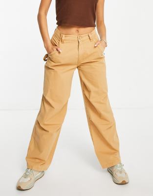 ASOS DESIGN - Locker geschnittene Cargohose in Karamell-Neutral