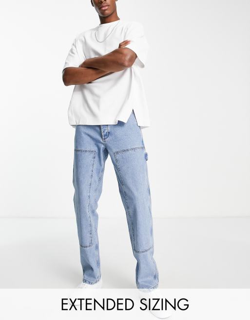 ASOS DESIGN – Locker geschnittene Carpenter-Jeans mit geradem Bein in mittlerer Waschung