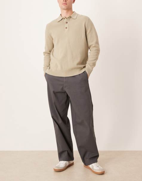 ASOS DESIGN – Locker geschnittene Chinohose in Anthrazit - view 1