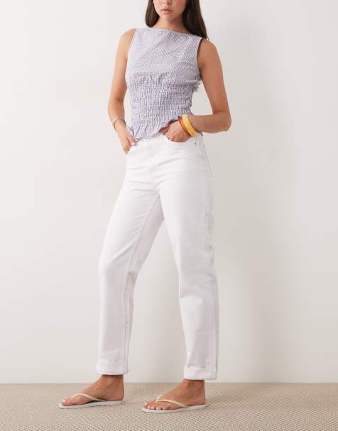 ASOS DESIGN – Locker geschnittene Jeans in Weiß mit umgeschlagenem Saum - view 1