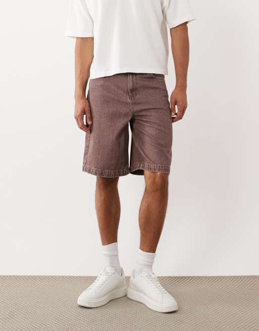 ASOS DESIGN – Locker geschnittene Jeans-Jorts in beerenroter Waschung , 2 von 5