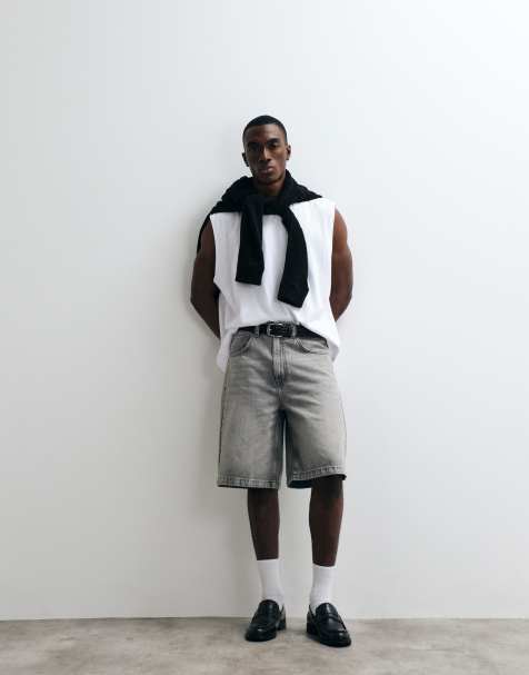 ASOS DESIGN – Locker geschnittene Jeans-Jorts in Grau - view 1