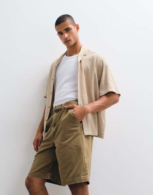 ASOS DESIGN – Locker geschnittene Jeans-Jorts in Hellbraun mit Gürtel , 2 von 5
