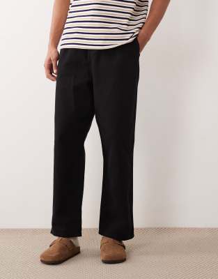 Locker geschnittene Karottenhose in Schwarz-Grau Grau XL