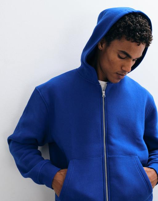 ASOS DESIGN locker geschnittene kastige Kapuzenjacke mit Reißverschluss in Marineblau, 2 von 5