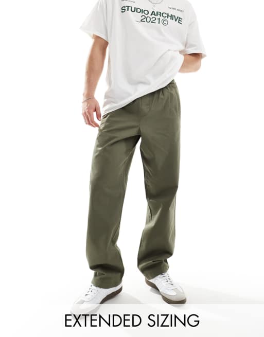 ASOS DESIGN – Locker geschnittene Schlupfhose in Olivgrün