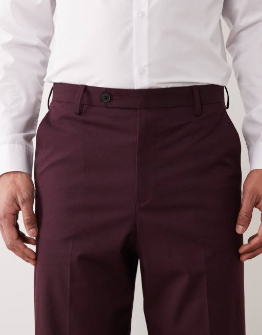 ASOS DESIGN – Locker geschnittene, schmal zulaufende Anzughose in Burgunderrot, 5 von 5