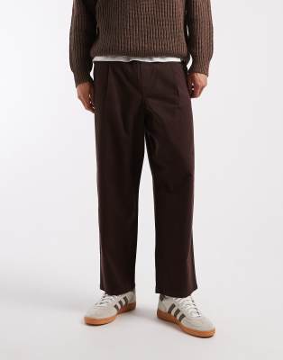 Locker geschnittene, schmal zulaufende Schlupfhose in Braun-Brown Brown 2XL