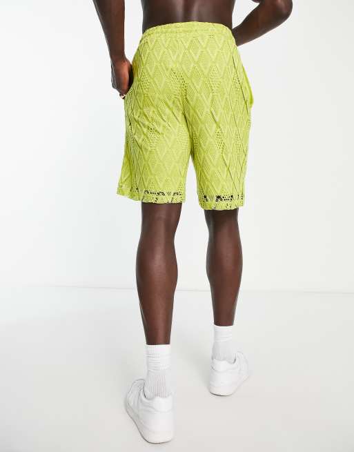 ASOS DESIGN – Locker geschnittene Shorts aus Spitze in Limettengrün, Kombiteil, 2 von 4