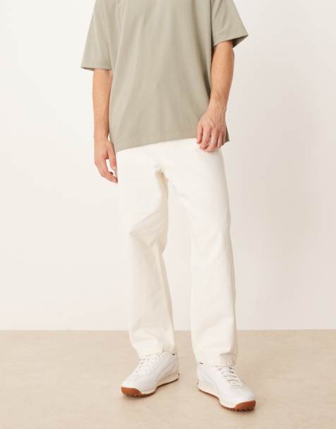 ASOS DESIGN – Locker geschnittene Straight Jeans in Ecru - view 1