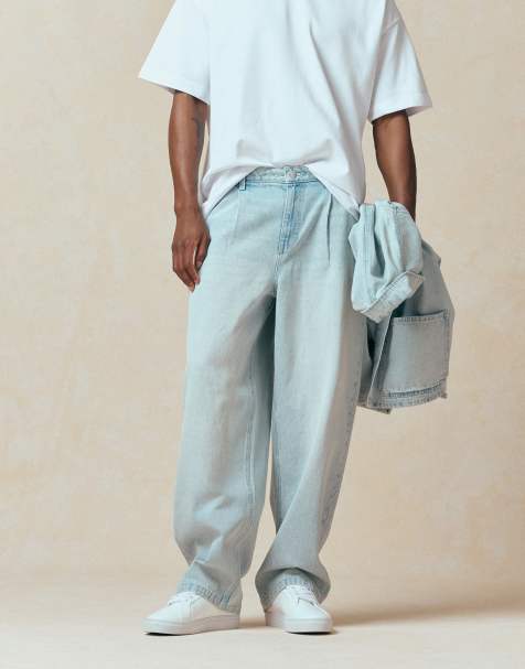 ASOS DESIGN – Locker geschnittene Straight Jeans in hellblauer Waschung, Kombiteil - view 1