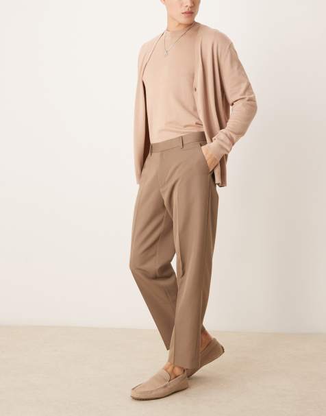 ASOS DESIGN – Locker geschnittene Strickjacke in Steinbeige, Kombiteil - view 1