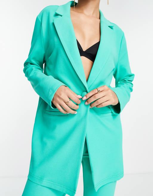 ASOS DESIGN – Locker geschnittener Anzugblazer aus Jersey in Grün, 3 von 4