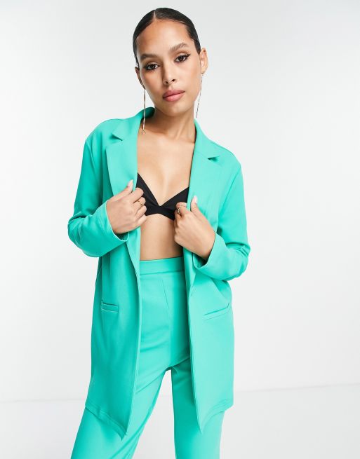 ASOS DESIGN – Locker geschnittener Anzugblazer aus Jersey in Grün, 4 von 4