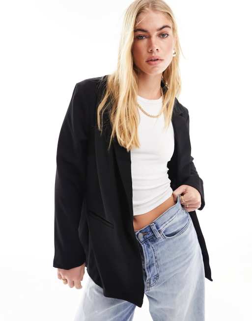 ASOS DESIGN – Locker geschnittener Anzugblazer aus Jersey in Schwarz, 4 von 4