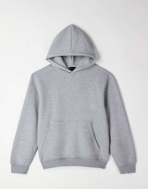 ASOS DESIGN – Locker geschnittener Kapuzenpullover aus Pikee in meliertem Grau - view 1