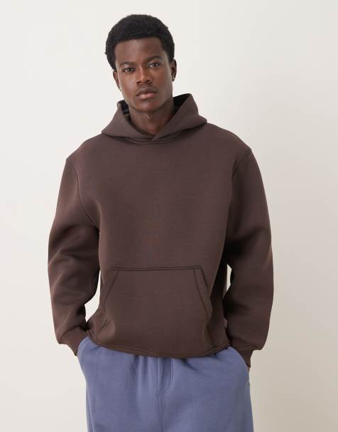 ASOS DESIGN – Locker geschnittener Kapuzenpullover aus schwerem, neoprenartigem Stoff in Braun - view 1