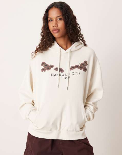 ASOS DESIGN – Locker geschnittener Kapuzenpullover in Ecru mit „WICKED“-Print - view 1
