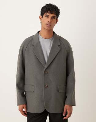 Locker geschnittener Oversize-Anzugblazer in Anthrazit-Grau Grau XL