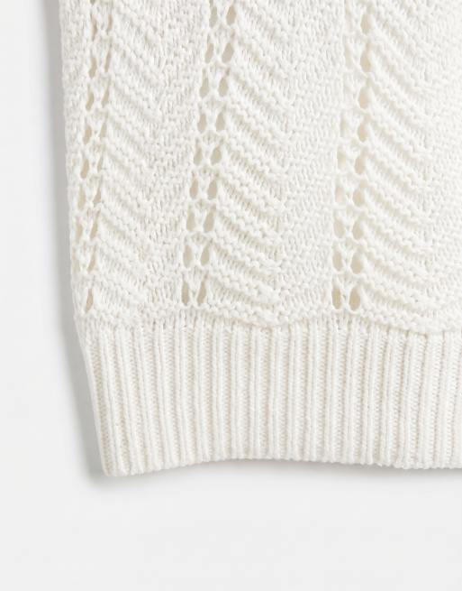 ASOS DESIGN – Locker geschnittener, schulterfreier Häkel-Pullover in Cremeweiß, 6 von 8