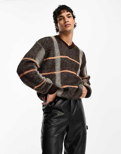 ASOS DESIGN – Locker geschnittener Strickpullover mit Karomuster