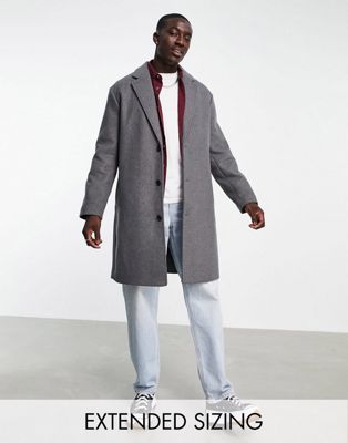 ASOS DESIGN – Locker geschnittener Mantel aus Wollmischung in Grau