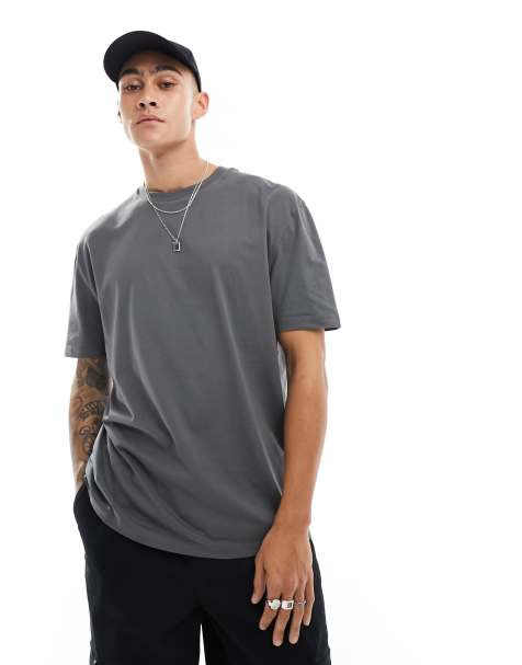 ASOS DESIGN – Locker geschnittenes Basic-T-Shirt in Anthrazit - view 1