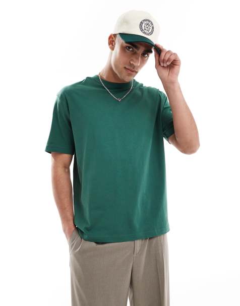 ASOS DESIGN – Locker geschnittenes Basic-T-Shirt in Grün - view 1