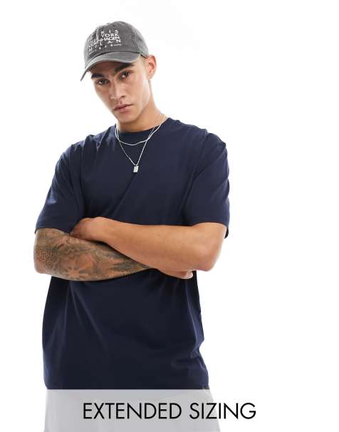 ASOS DESIGN – Locker geschnittenes Basic-T-Shirt in Marineblau - view 1