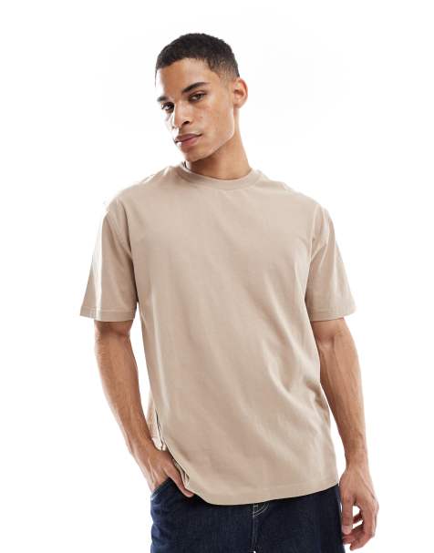 ASOS DESIGN – Locker geschnittenes Basic-T-Shirt in Steinbeige - view 1